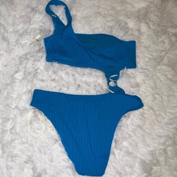 NWT Aerie Wide Rib Cut Out One Shoulder Ring One Piece Swimsuit size XL - Picture 4 of 4